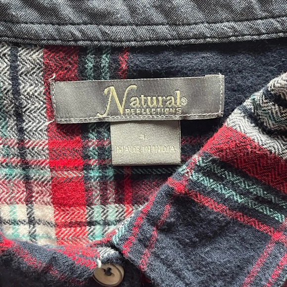 Natural Reflections Plaid Long Sleeve Button Down Flannel Shirt Women’s Large - Picture 6 of 11